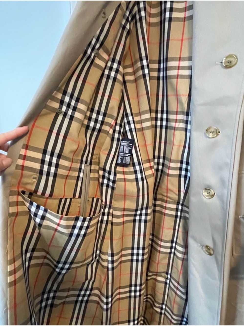 Burberry Beige Plaid Lined Trench Coat - Picture 4 of 8